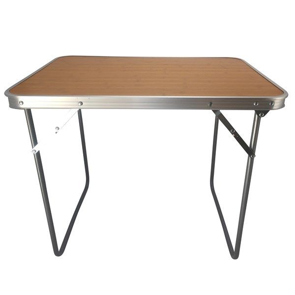 MESA PLEGABLE RECT ALUMINIO MADERA CLARA