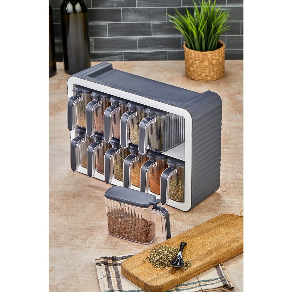 SET 12 ESPECIERO C/SOPORTE 33X14X23.5CM