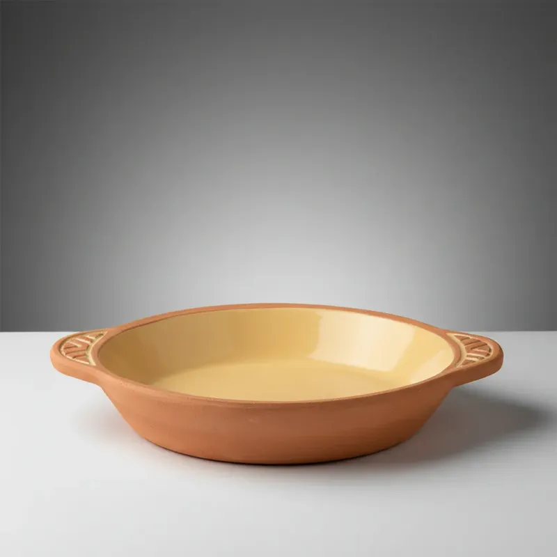 CAZUELA BARRO REDONDA 20CM AMARILLO LA DEHESA