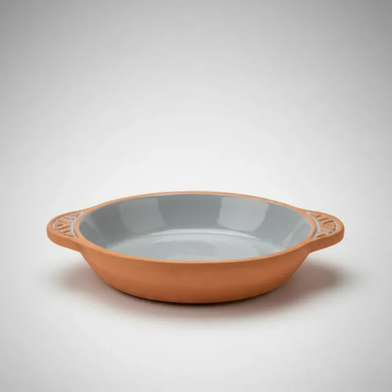 CAZUELA BARRO REDONDA 20CM GRIS  LA DEHESA