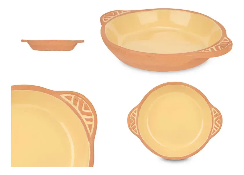 CAZUELA BARRO REDONDA 20CM AMARILLO LA DEHESA