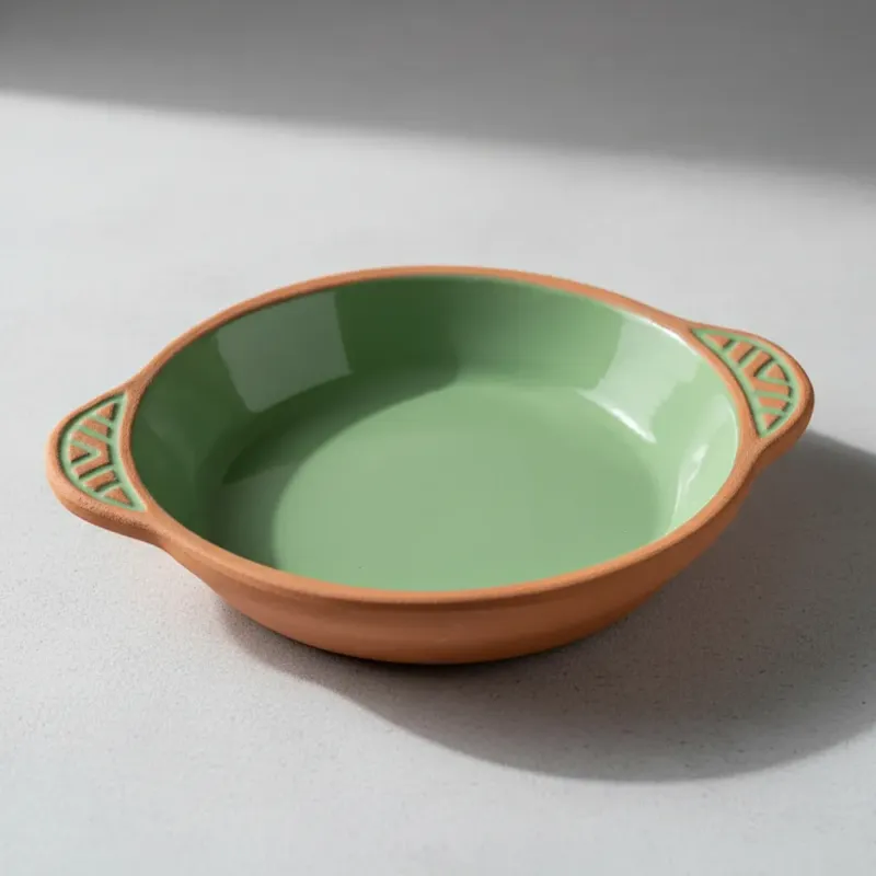 CAZUELA BARRO REDONDA 20CM VERDE LA DEHESA