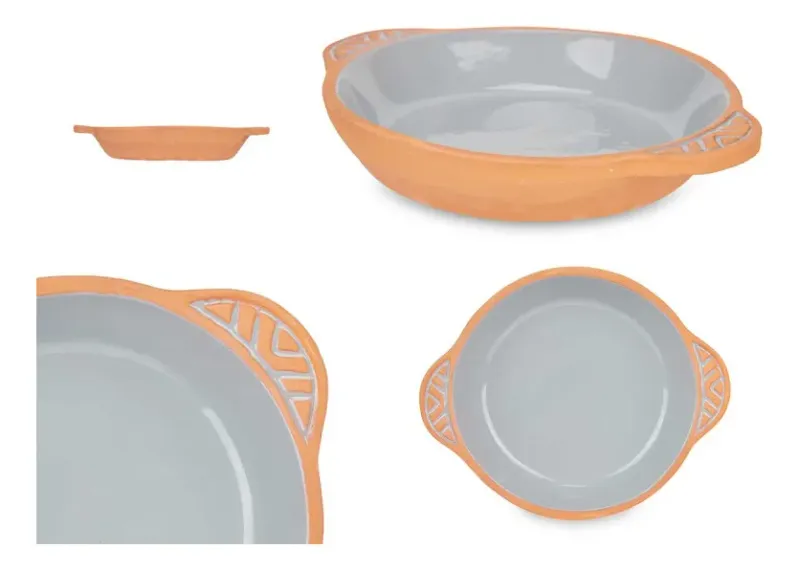 CAZUELA BARRO REDONDA 20CM GRIS  LA DEHESA