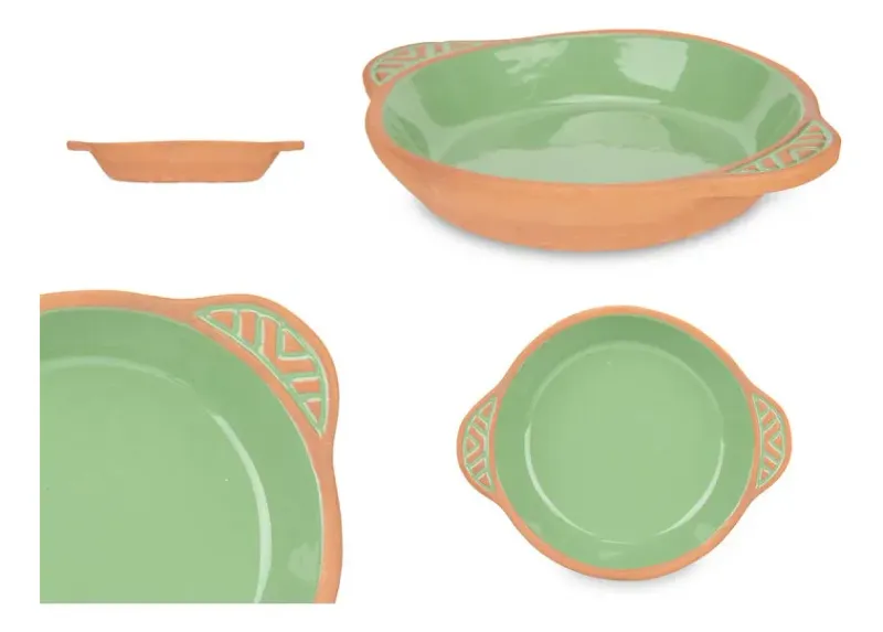 CAZUELA BARRO REDONDA 20CM VERDE LA DEHESA