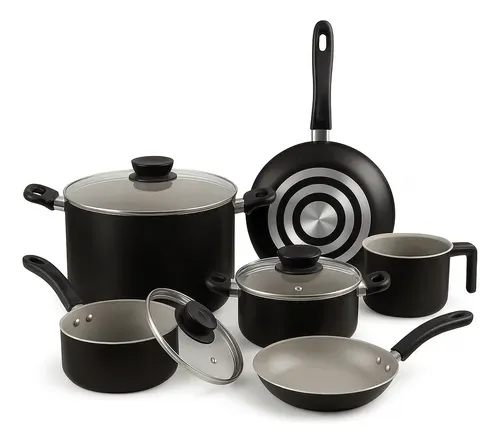 BATERIA COCINA 9 PZAS LINZ NEGRO TRAMONTINA