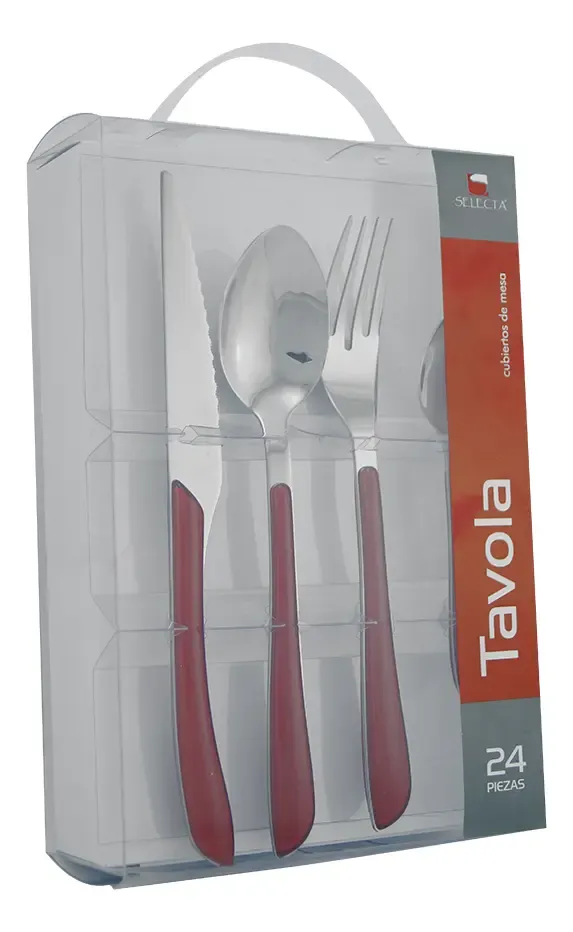 JUEGO DE CUBIERTOS 24PZS TAVOLA  ROJO