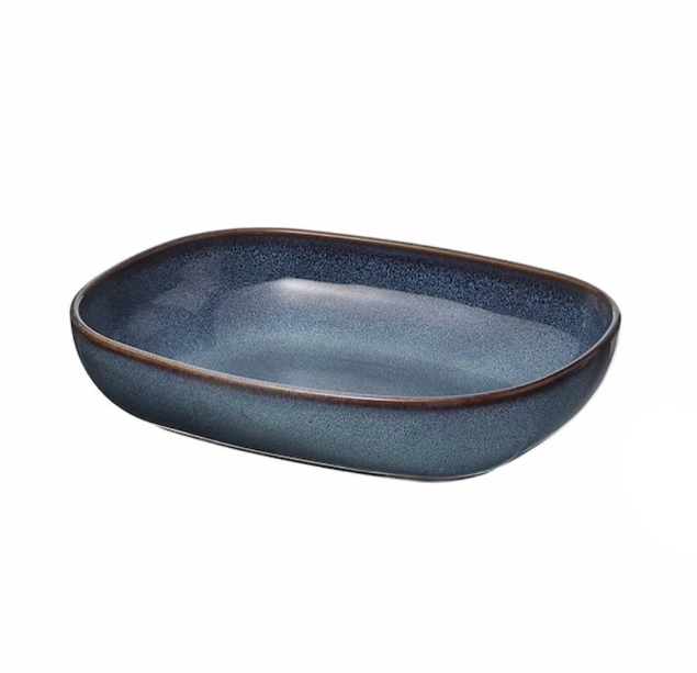 ASADERA CERAMICA 24x18X6 ORGANIC AZUL SELECTA
