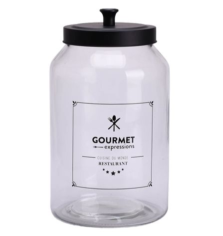 RECIPIENTE VIDRIO 4LTS C/TAPA NEGRA