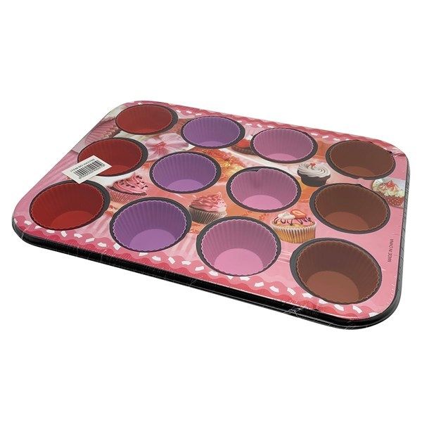ASADERA C/MOLDES SILICONA P/12 MUFFINS