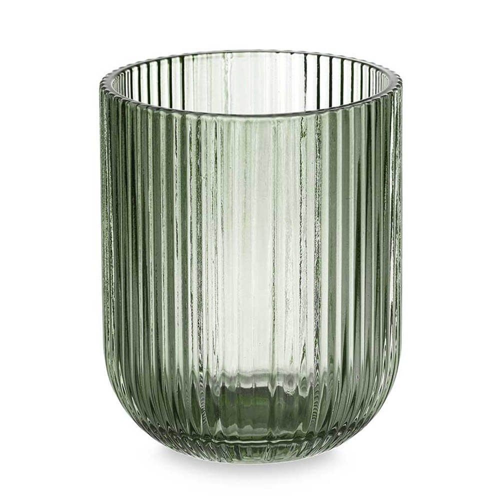 VASO BAJO VERDE MUSGO RAYAS 270ML