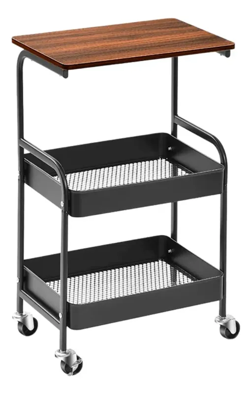 MESA AUXILIAR MADERA Y METAL C/RUEDAS