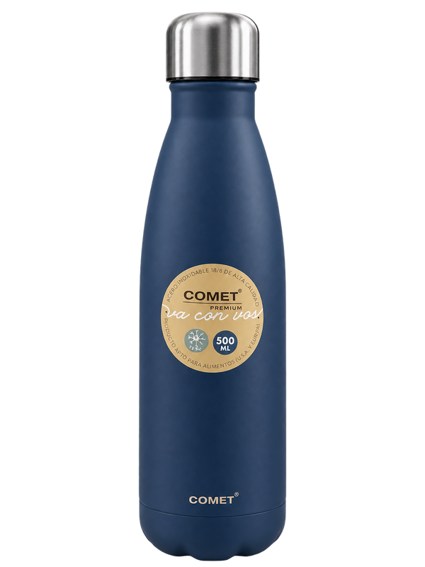 BOTELLA  ACERO INOX  MIAMI AZUL PETROLEO  500ML COMET