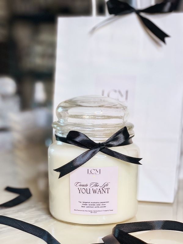 Create The Life You Want | 20oz Premium Soy Wax Candle | Self-Care | Local Luxury | LiveCheerMeditate