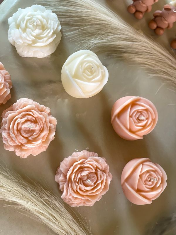 Rose Flower Candles | Wax Melts | Baby Shower Gifts | Bridal Shower | Event Favors | Scented Candles | Unscented Candles | Premium Soy Wax | LiveCheerMeditate