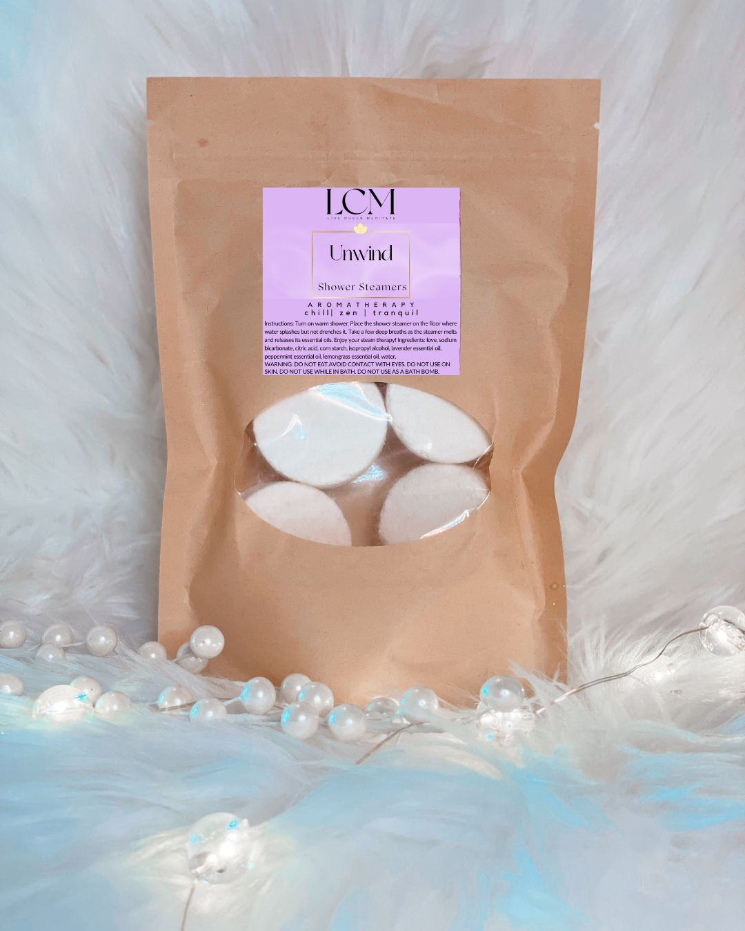 Unwind Shower Steamers | Natural | Aromatherapy | Spa Gift | Handmade | Essential Oils | 7 Minis Pack | LiveCheerMeditate