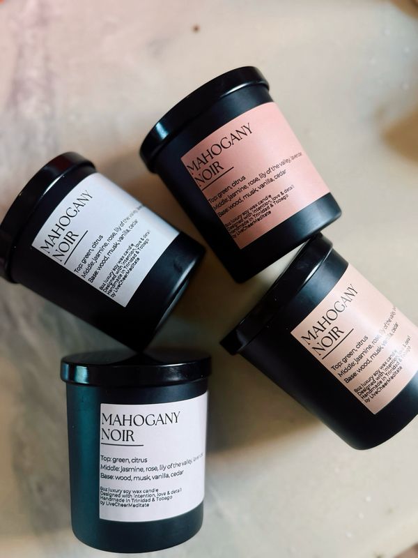 Mahogany Noir | Premium Soy Wax Candle | Handcrafted in Trinidad &amp; Tobago | Candles | Luxury | LiveCheerMeditate