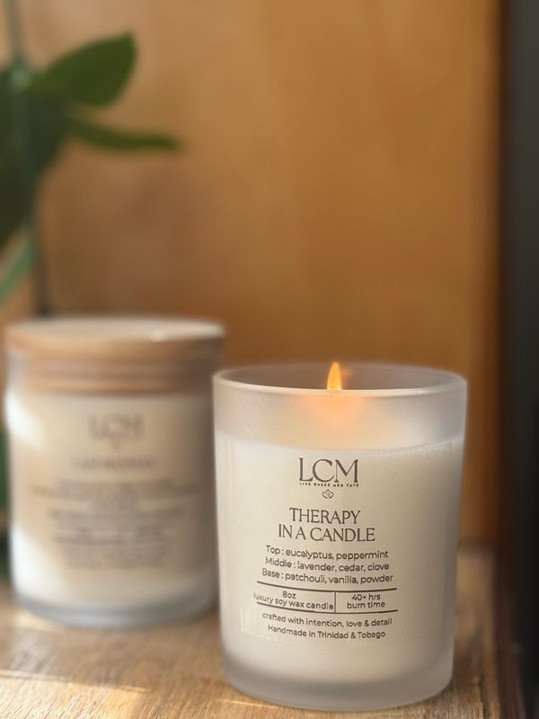 Therapy In A Candle|8oz Premium Soy Wax Candle | Handcrafted in Trinidad &amp; Tobago | Candles | Luxury | LiveCheerMeditate