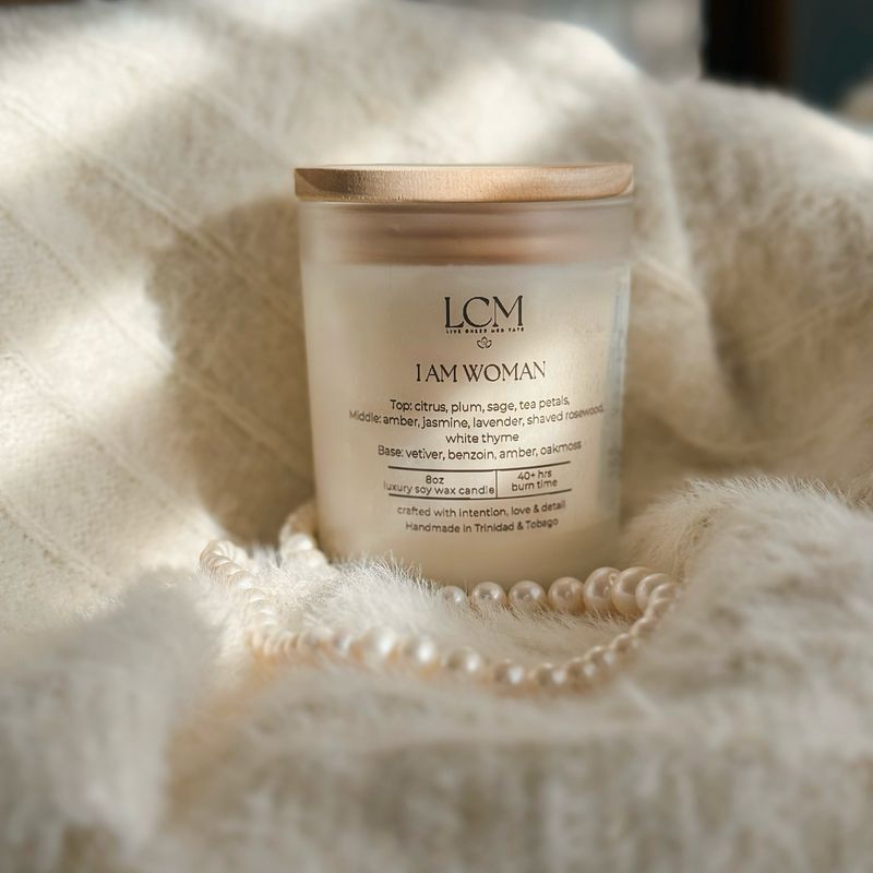 I Am Woman | 11oz Premium Soy Wax Candle | Handcrafted in Trinidad &amp; Tobago | Candles | Luxury | LiveCheerMeditate