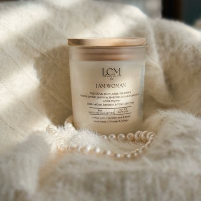 I Am Woman | 11oz Premium Soy Wax Candle | Handcrafted in Trinidad &amp; Tobago | Candles | Luxury | LiveCheerMeditate