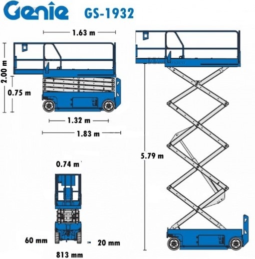 NACELLE ELECTRIQUE CISEAU - 8 M  -  Roues blanches