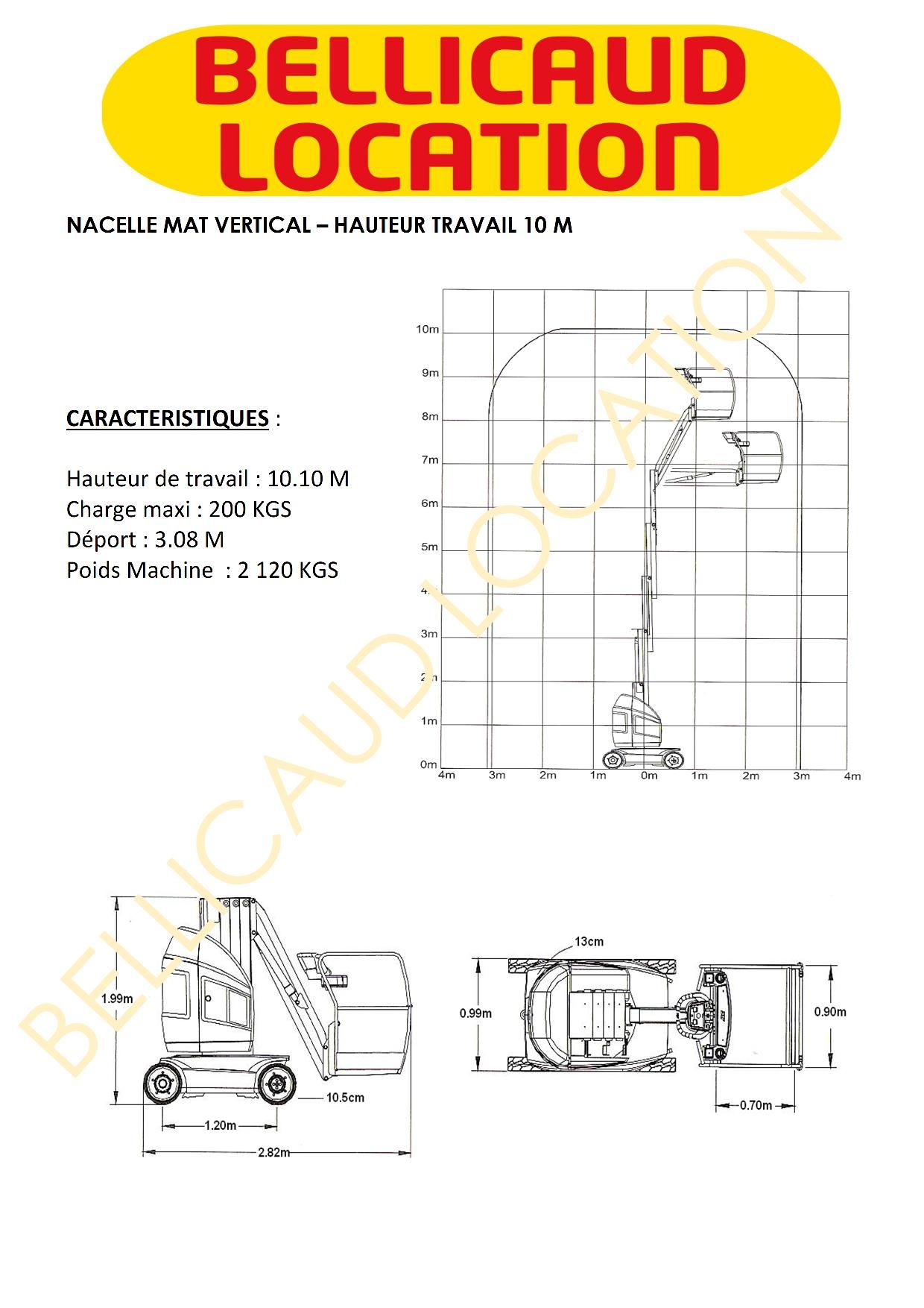 NACELLE LECTRIQUE - MAT VERTICAL - 10 M