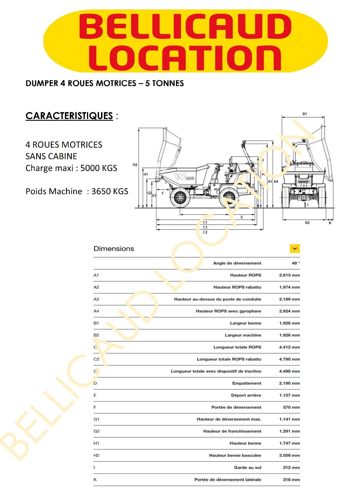Dumper sur pneus 50