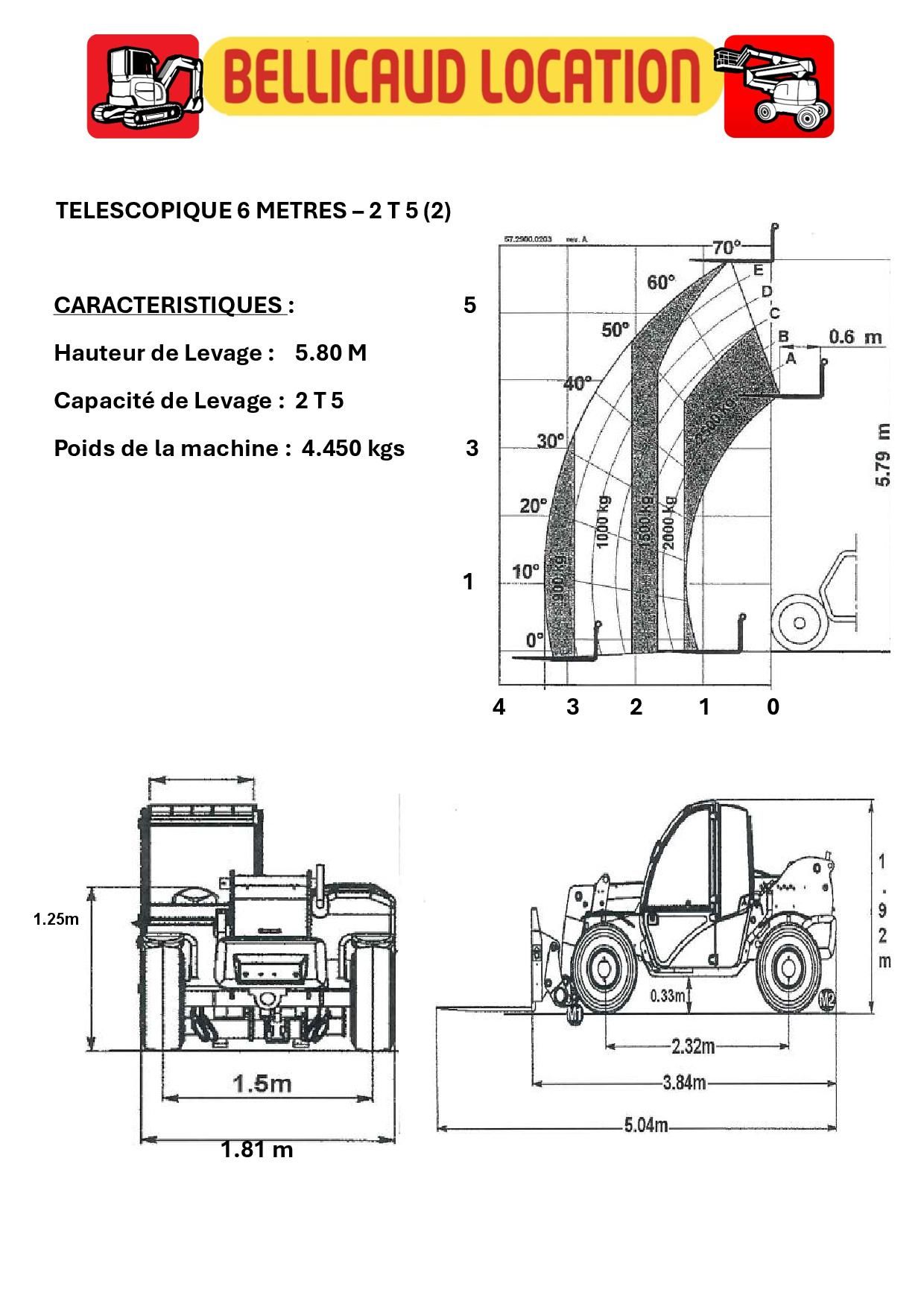 Télescopique 6 M – 2 T 5