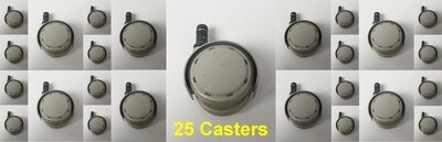 USED Dental Stool Caster Set (Pkg of 25) - ADEC / DCI 2973 - Soft wheel for hard surfaces (SURF)
