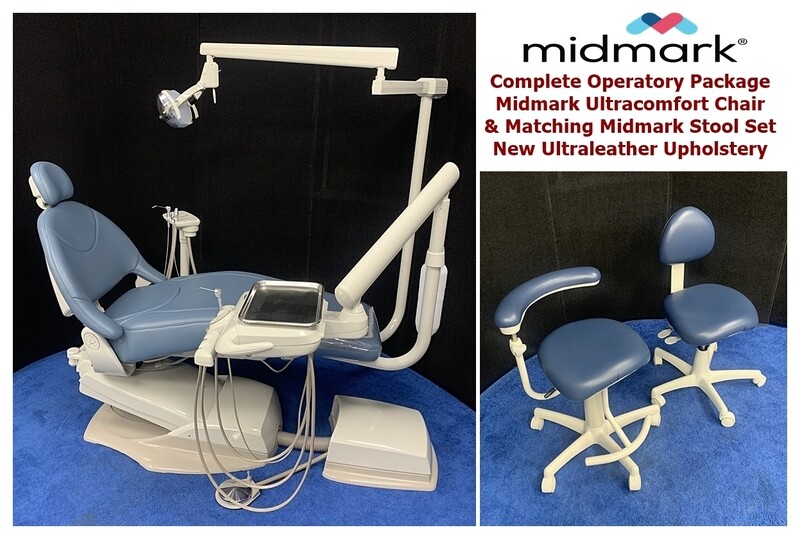 Midmark UltraComfort Dental Operatory Package w/ Stool Set - Radius Delivery, Assistant Pkg. & Light - Color of Choice - Plush, Ultraleather Upholstery *Refurbished Midmark UltraComfort Dental Operatory Package w/ Stool Set - Radius Delivery, Assistant Pkg. & Light - Color of Choice - Plush, Ultraleather Upholstery *Refurbished