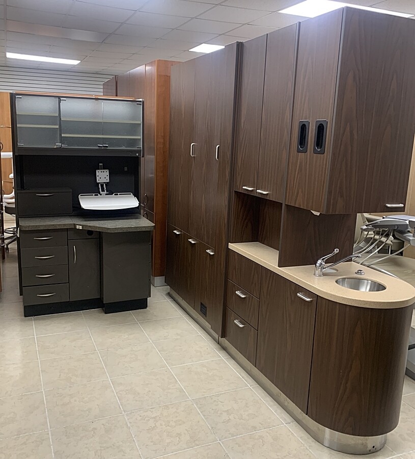 2 ROOM Midmark & Custom Dental Office Cabinet Package - 2 Rear Treatments (Dark Brown) & 1 Center Island (Walnut) *Certified Used Condition 2 ROOM Midmark & Custom Dental Office Cabinet Package - 2 Rear Treatments (Dark Brown) & 1 Center Island (Walnut) *Certified Used Condition
