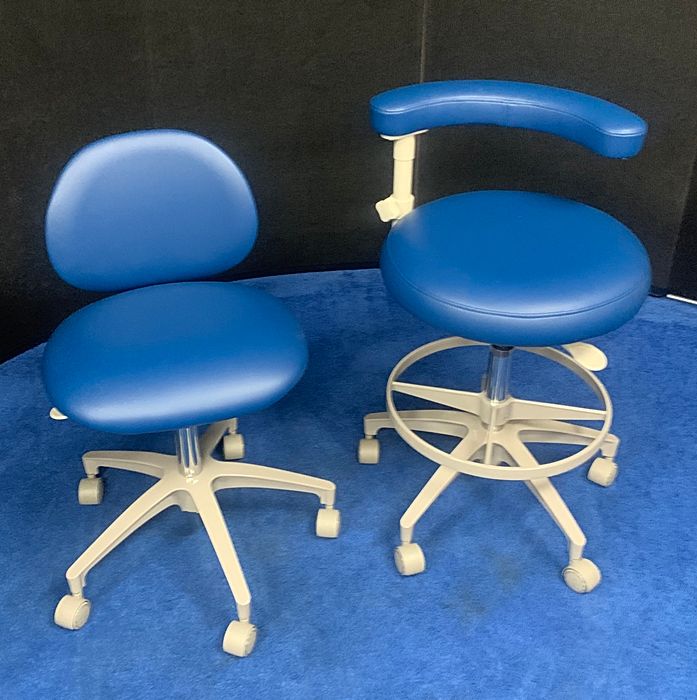ADEC 1601 & 1622 (Surf) Dental Doctor & Assistant Stool Set - Vinyl Upholstery - Color of Choice *Refurbished (Mallard Blue)