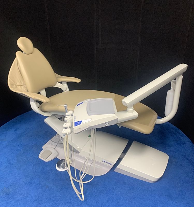 DCI Edge Series 5 (C5052) Dental Chair & Radius Delivery Unit - Sand Ultraleather Upholstery *Certified Used Condition