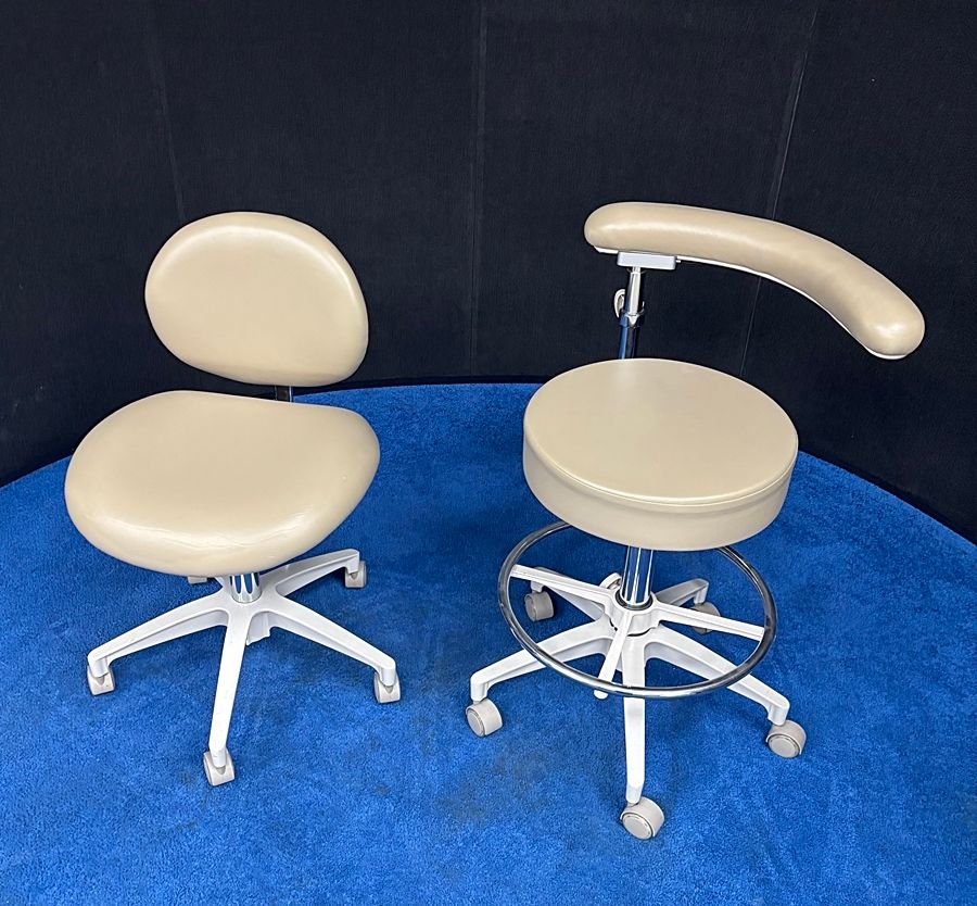 DCI Edge Series 5 (SDR051) Doctor & (SAR051) Assistant Stool Set - Very Good Used Condition - Tan Ultraleather