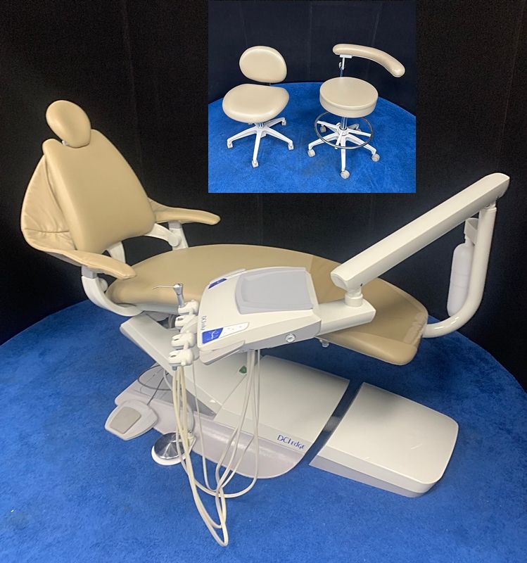 DCI Edge Series 5 (C5052) Dental Chair & Radius Delivery Unit & Matching DCI Stool Set - Sand Ultraleather Upholstery *Certified Used Condition DCI Edge Series 5 (C5052) Dental Chair & Radius Delivery Unit & Matching DCI Stool Set - Sand Ultraleather Upholstery *Certified Used Condition