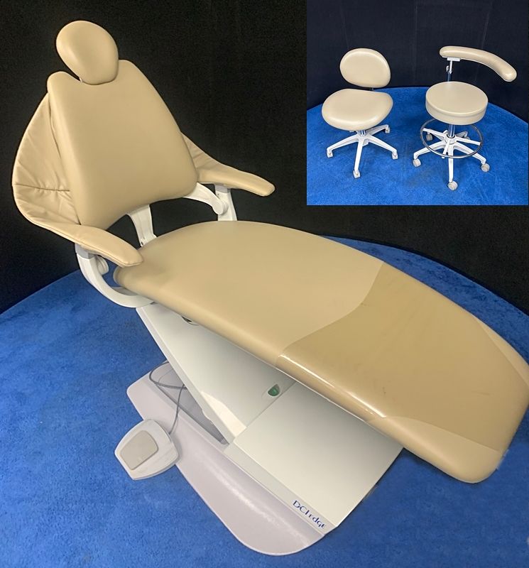 DCI Edge Series 5 (C5052) Dental Patient Chair & DCI Stool Set - Sand Ultraleather Upholstery *Certified Used Condition