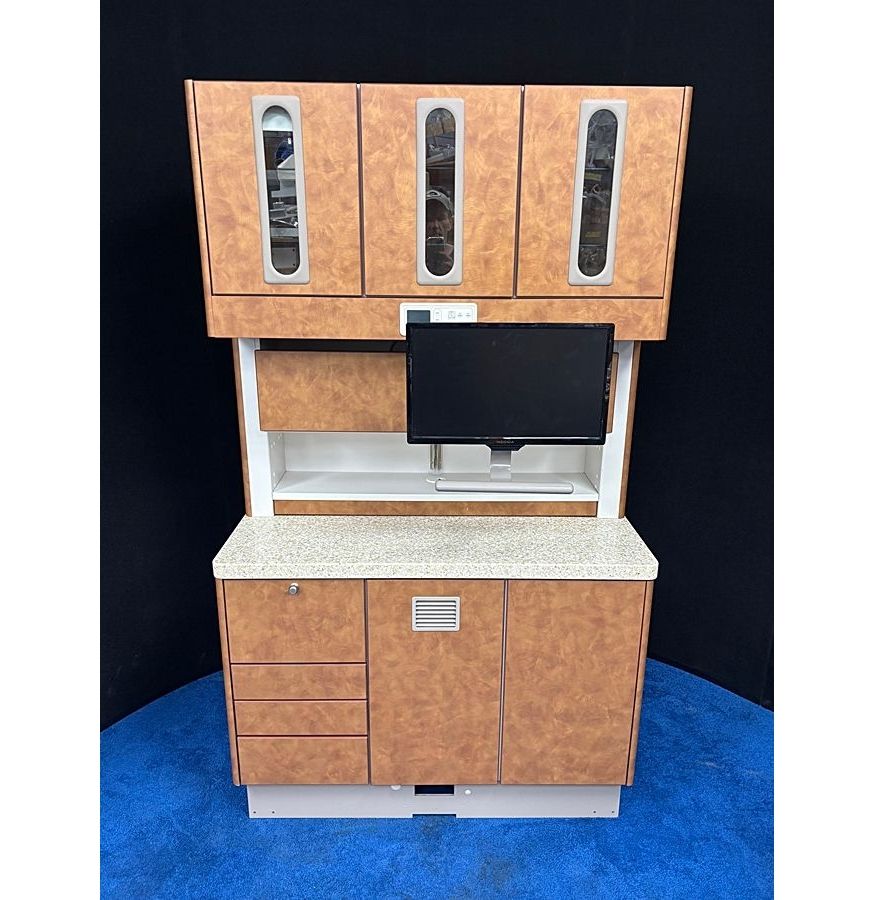 ADEC 5580 Dental Rear Treatment Console - Antique Brush Finish (42"W) - Sliding Monitor Mount  *Certified Used Condition