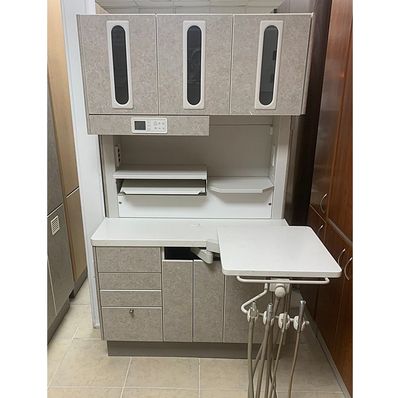 ADEC 5580 Dental Rear Treatment Cabinet w/ Assistant Pkg. (Greystone) *Certified Used Condition