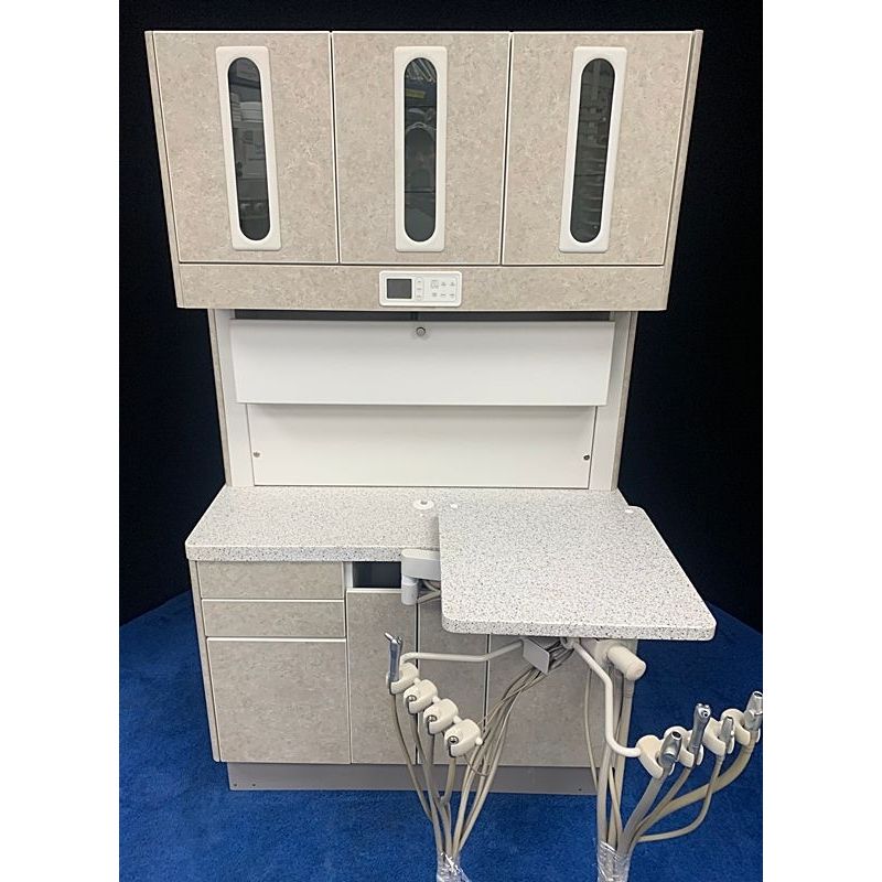 ADEC 5580 Dental Rear Treatment Cabinet w/ Doctor Delivery & Assistant Pkg. (Greystone) *Certified Used Condition