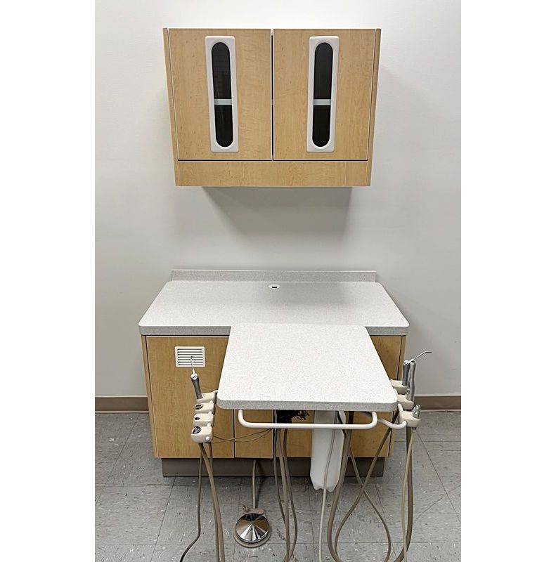 ADEC 5580 & 5731 Dental Rear Treatment Cabinet w/ Dr. Delivery & Assistant Package (Maple) *Certified Used Condition