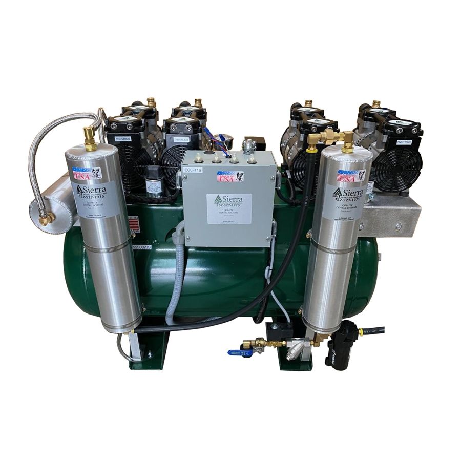 Sierra Dental - (EGL-T16) Quadruple Head OIL-LESS COMPRESSOR - (8 Users) (3 Hp) *New