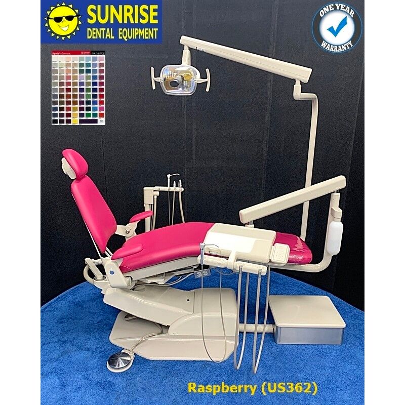 ADEC 1021 Decade Thin Back Dental Radius Operatory Package - Color of Choice Vinyl Upholstery *Refurbished (Raspberry)