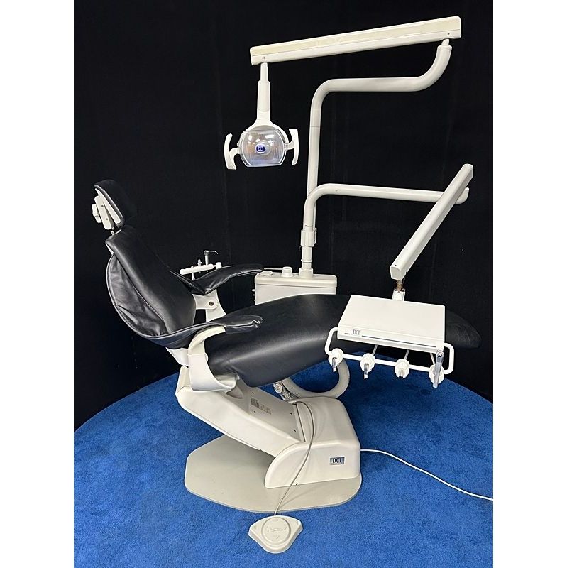 DCI Dental Operatory Package - Side Unit Delivery, Assistant Pkg, DCI Unit Mount Light, Halogen - Good Used Black Vinyl Upholstery *Certified Used Condition