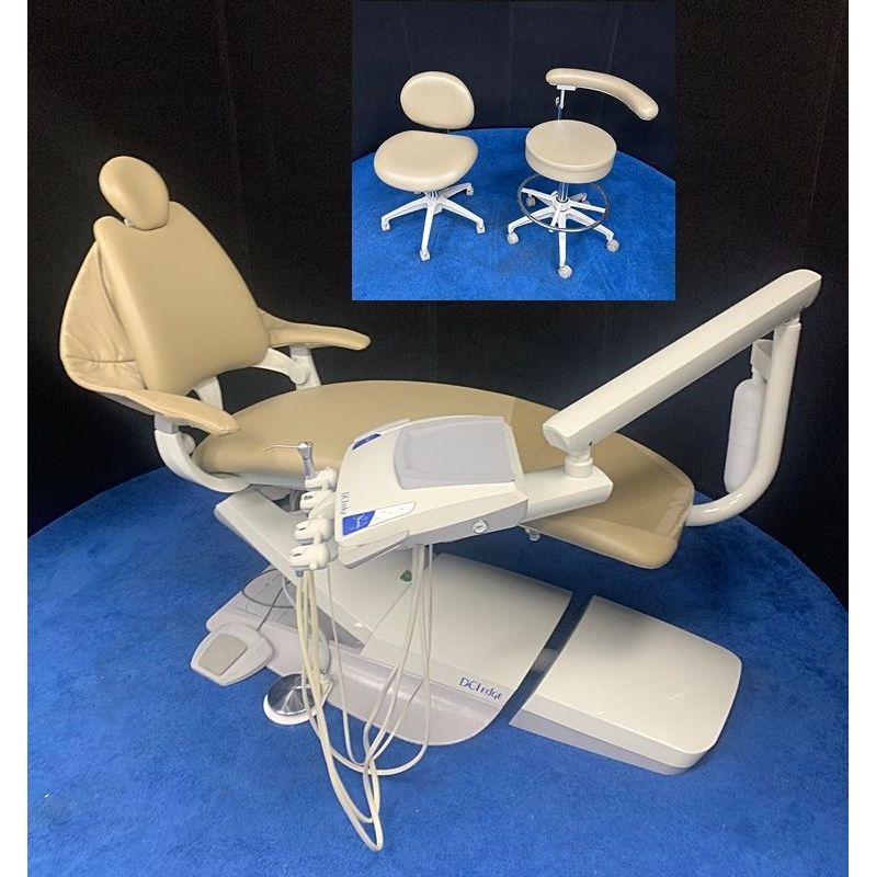 DCI Edge Series 5 (C5052) Dental Chair & Radius Delivery Unit & Matching DCI Stool Set - Sand Ultraleather Upholstery *Certified Used Condition