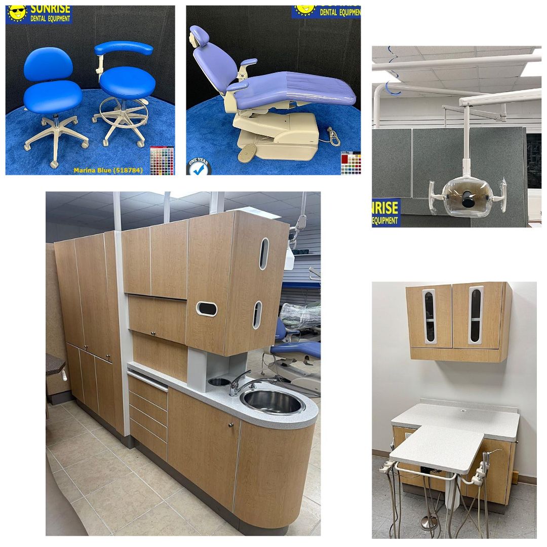 3 ROOM DENTAL OFFICE PACKAGE (ADEC) - (2) Center Islands, (3) Rear Treatments w/ Dr. Delivery & Assist. Pkgs, (3) Patient Chairs, (3) Cabinet Lights, (3) Stool Sets - (Limbar Maple) *Refurbished 3 ROOM DENTAL OFFICE PACKAGE (ADEC) - (2) Center Islands, (3) Rear Treatments w/ Dr. Delivery & Assist. Pkgs, (3) Patient Chairs, (3) Cabinet Lights, (3) Stool Sets - (Limbar Maple) *Refurbished