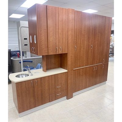 BioTec Dental Center Island Cabinet (Chestnut) Solid Surface Countertop *Certified Used Condition