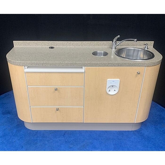 ADEC 5531 Dental Side Cabinet w/ Right Side Sink & Faucet - Solid Surface Countertop (58 ADEC 5531 Dental Side Cabinet w/ Right Side Sink & Faucet - Solid Surface Countertop (58"L) - Limber Maple - Adec ICV Vacuum-Line Cleaner System *Excellent Used Condition