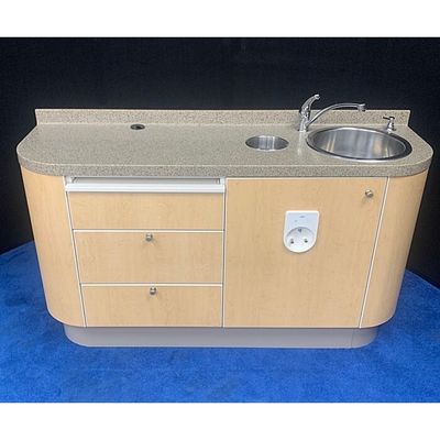 ADEC 5531 Dental Side Cabinet w/ Right Side Sink & Faucet - Solid Surface Countertop (58 ADEC 5531 Dental Side Cabinet w/ Right Side Sink & Faucet - Solid Surface Countertop (58"L) - Limber Maple - Adec ICV Vacuum-Line Cleaner System *Excellent Used Condition