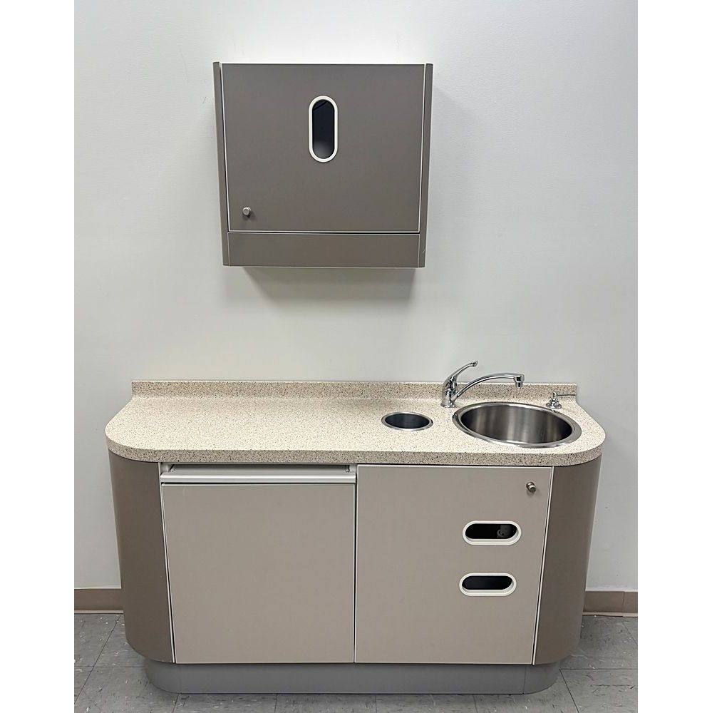 ADEC 5531 Dental Side Cabinet w/ Right Side Sink -Dark Gray / Shadow - ADEC 5730 Upper Wall Cabinet *Excellent Used Condition