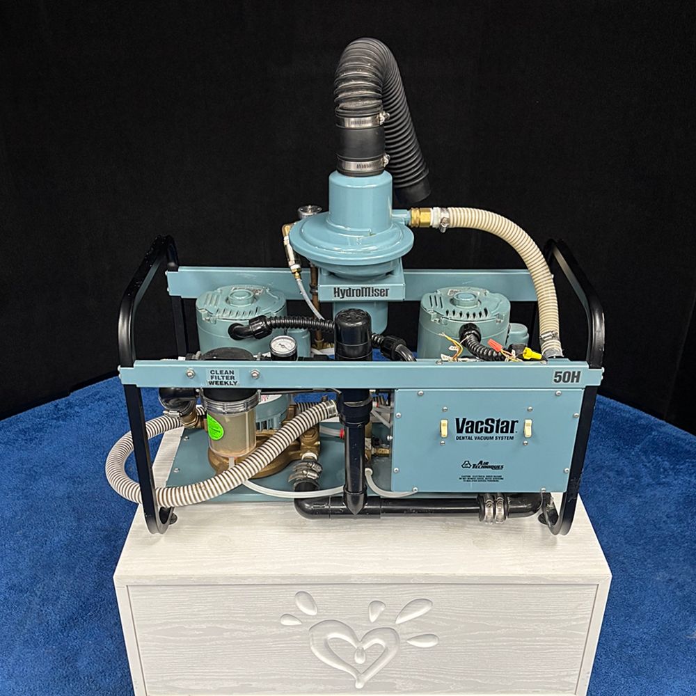 Air Techniques VacStar 50H Dental Dual Head Vacuum System w/ HydroMiser Water Recycler (3 - 4 User, 2 HP) *Refurbished