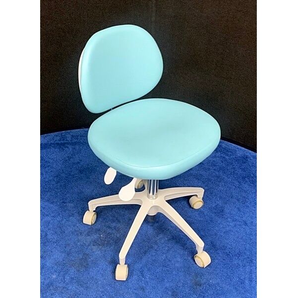 ADEC 1601 (White) Dental Doctor Stool - Very Good Used Ultraleather Upholstery (Lagoon) *Refurbished